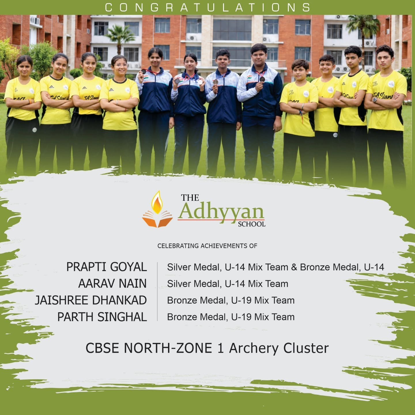 Students of The Adhyyan School Meerut excel in Archery Cluster competition