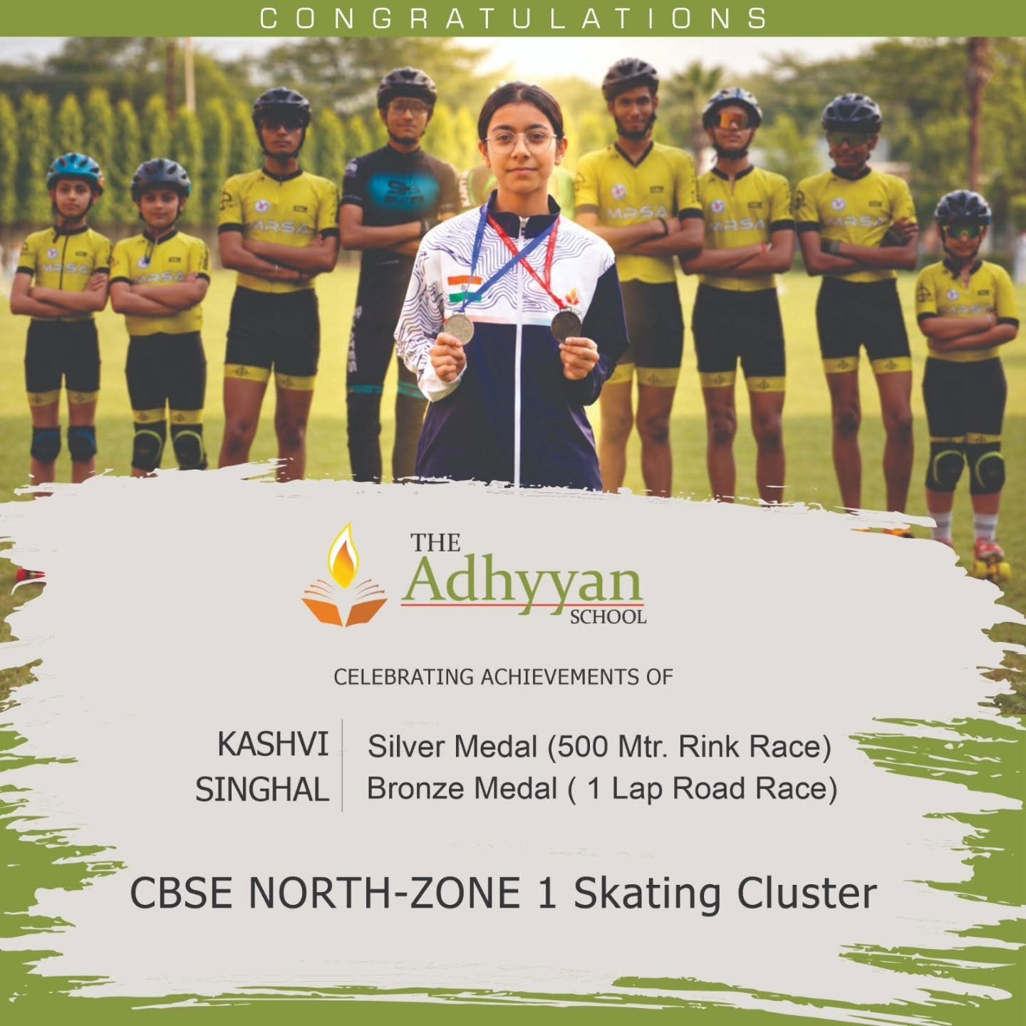 Skating champions at CBSE North Zone 1 Skating Cluster championship - The Adhyyan School