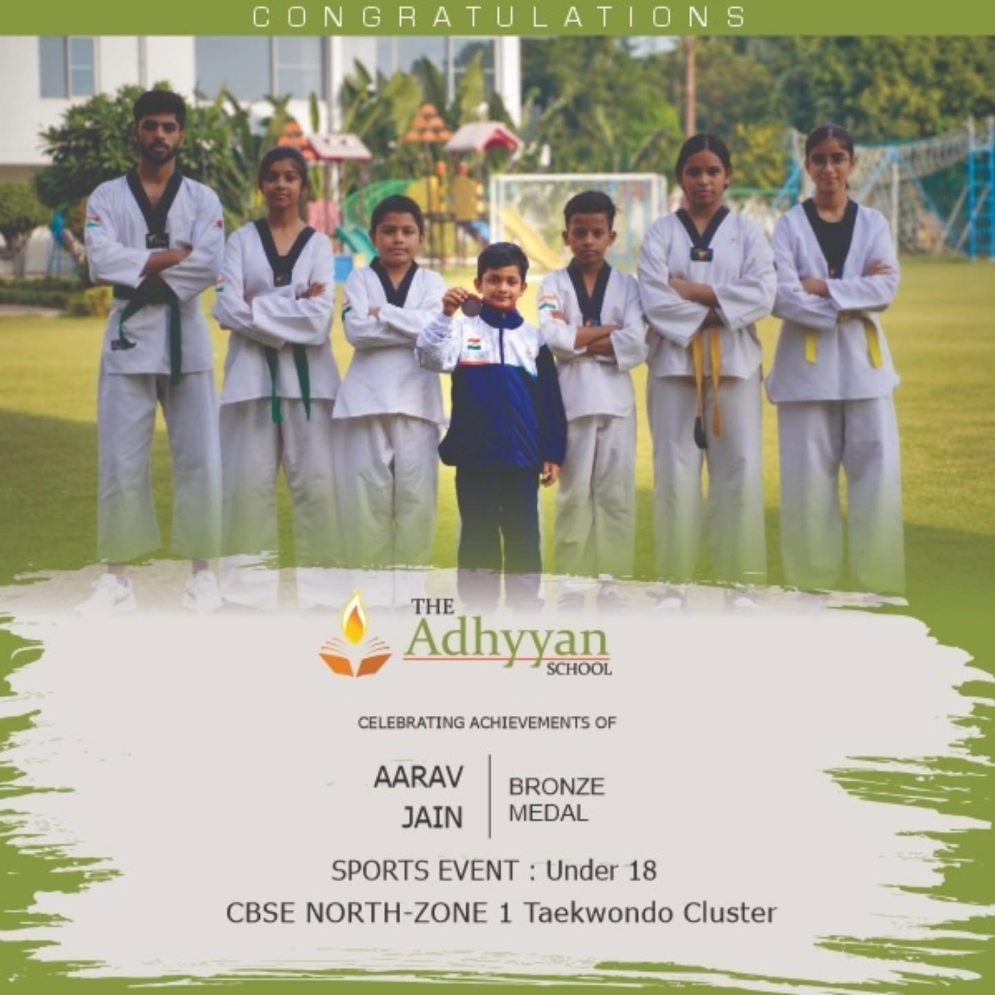 Taekwondo champions at CBSE North Zone Taekwondo tournament - The Adhyyan School Meerut