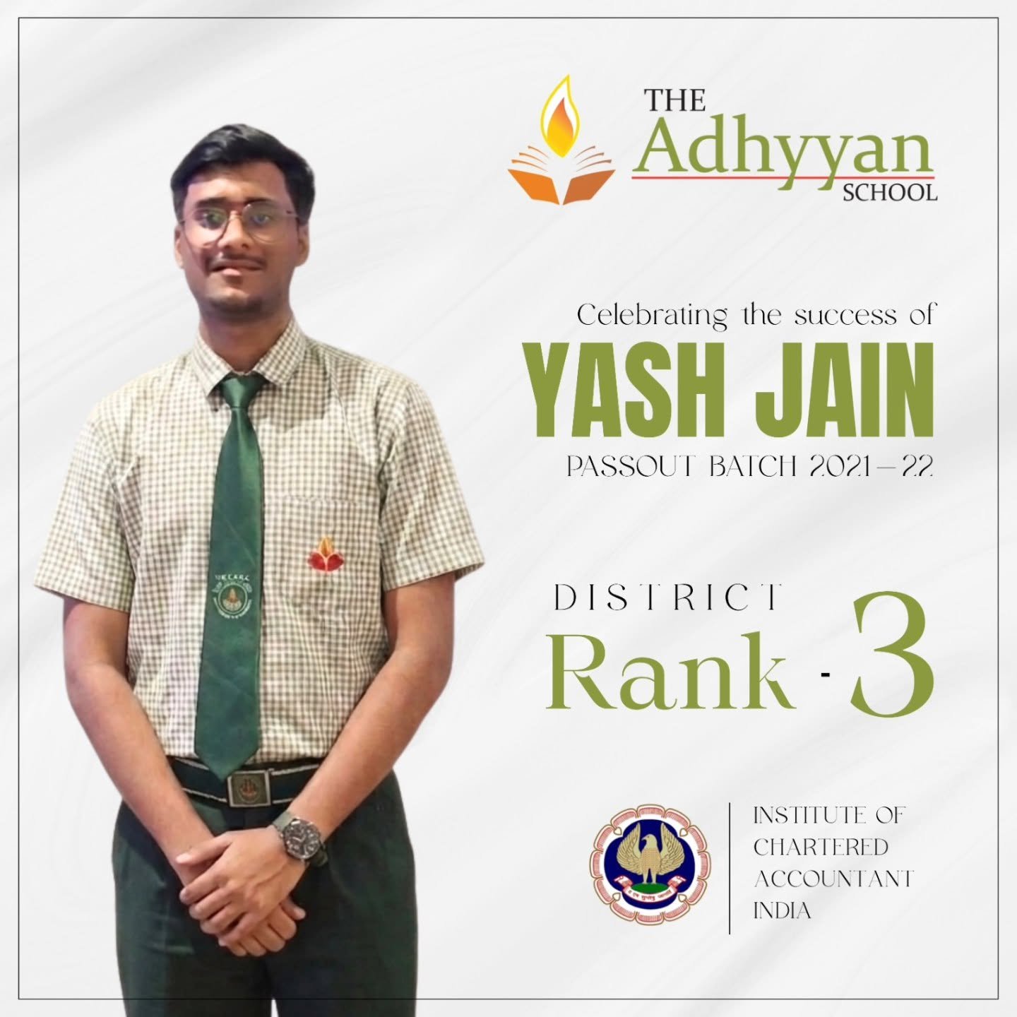 The Adhyyan School student Jash Jain qualifies CA Foundation exam with outstanding performance