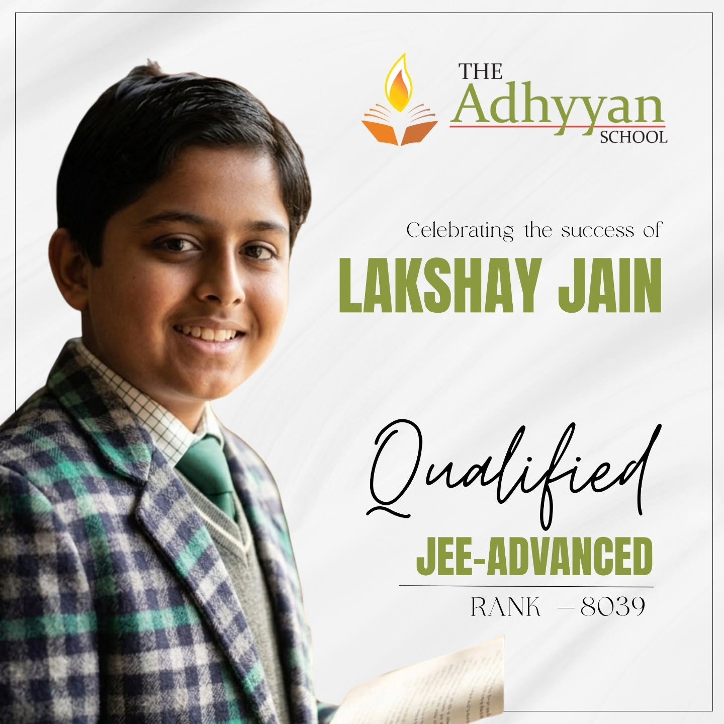 The Adhyyan School Meerut students successfully qualifying for JEE Advanced examination