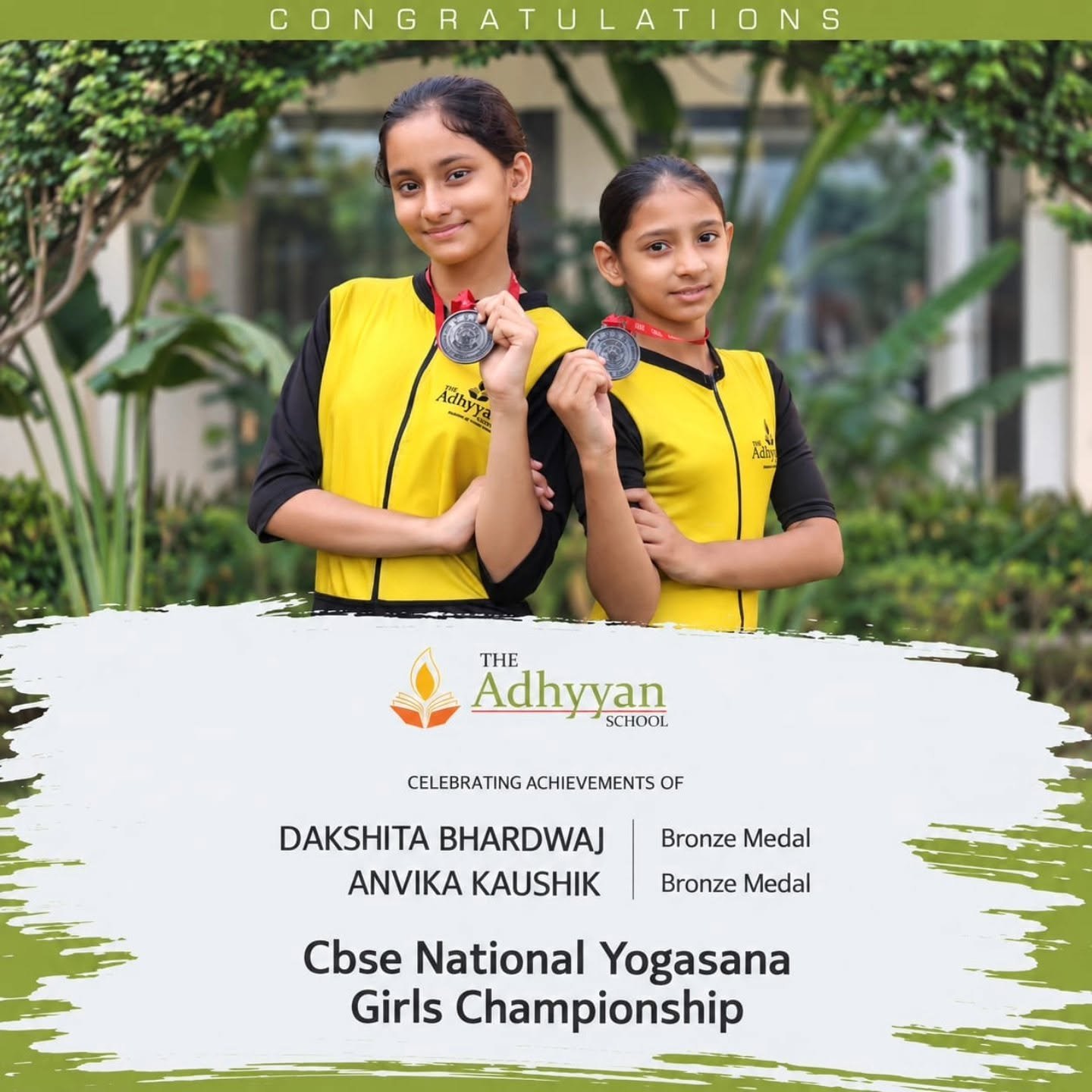 Girls Yogasana squad achieving milestones in Yogasana sports competition - The Adhyyan School